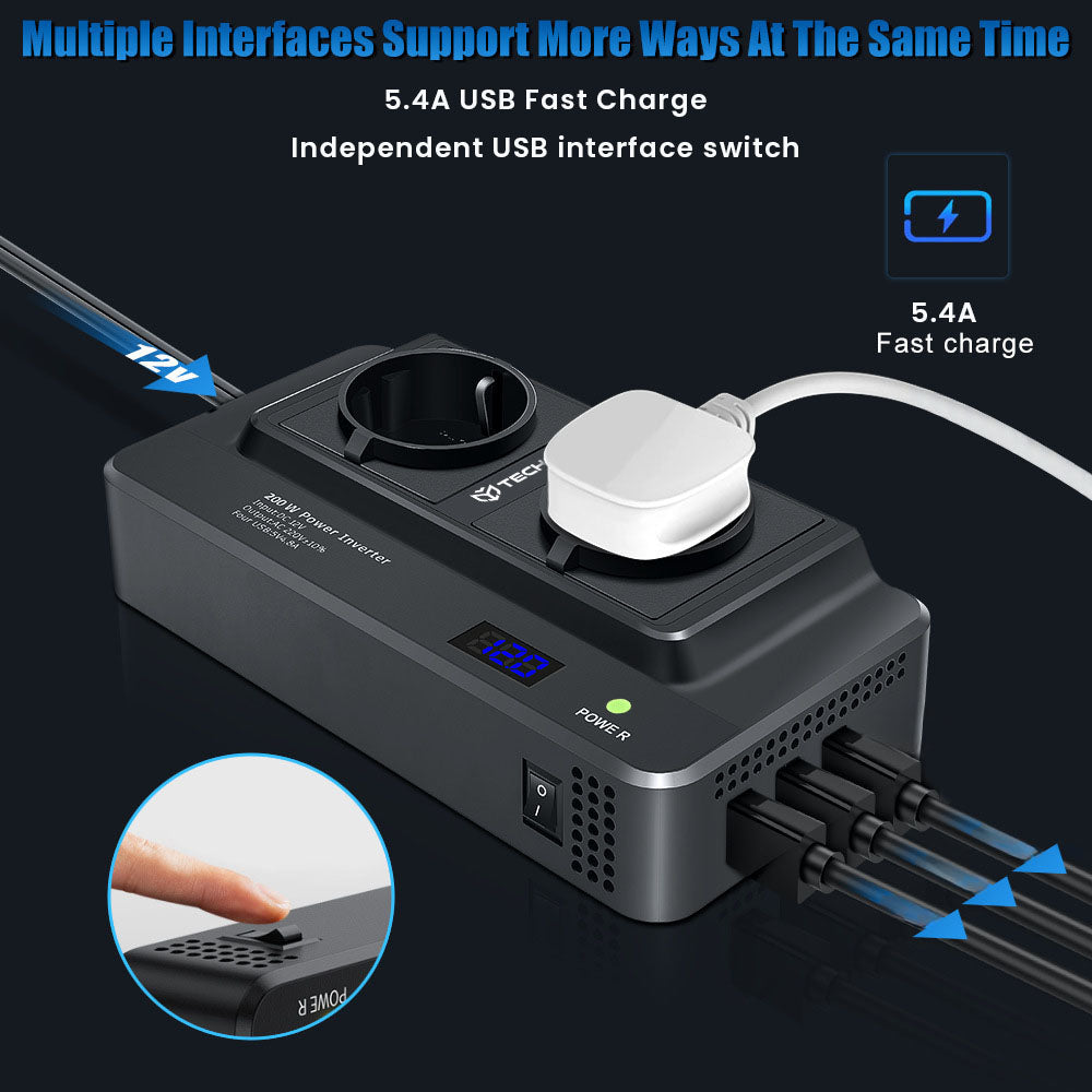 Auto Elektrische Omvormer Techsuit PowerDriveX, 200W