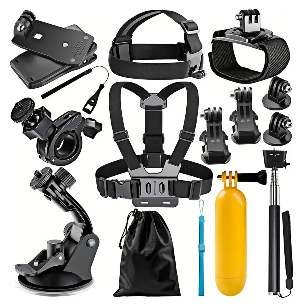 Sportcamera Accessoireset Techsuit SA15 voor GoPro / SJCAM Series, 15in1, Zwart