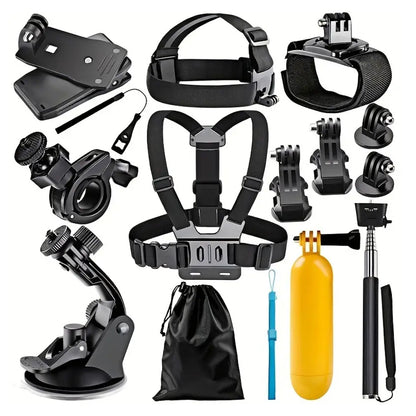 Sportcamera Accessoireset Techsuit SA15 voor GoPro / SJCAM Series, 15in1, Zwart