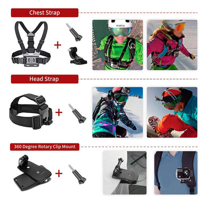 Sportcamera Accessoireset Techsuit SA15 voor GoPro / SJCAM Series, 15in1, Zwart