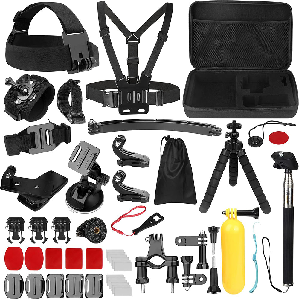 Techsuit SA50 Sportcamera Accessoirekit voor GoPro / SJCAM Series, 50in1, Zwart