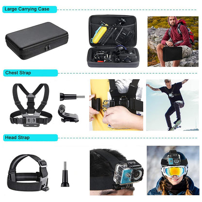 Techsuit SA50 Sportcamera Accessoirekit voor GoPro / SJCAM Series, 50in1, Zwart