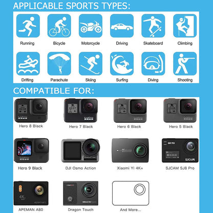 Techsuit SA50 Sportcamera Accessoirekit voor GoPro / SJCAM Series, 50in1, Zwart