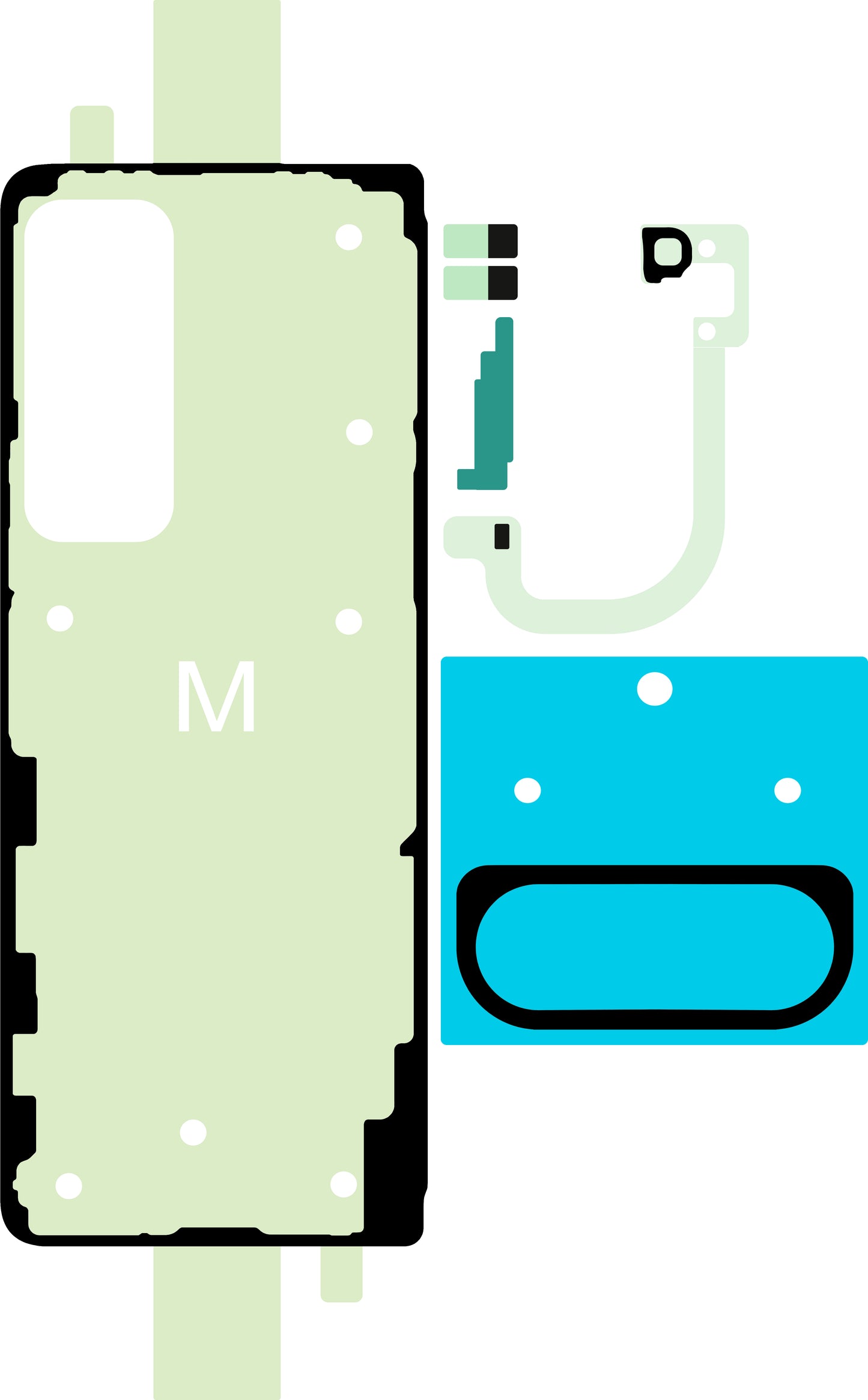 Battery Cover Adhesive Kit Samsung Galaxy Z Fold5 F946, Service Pack GH81-24686A