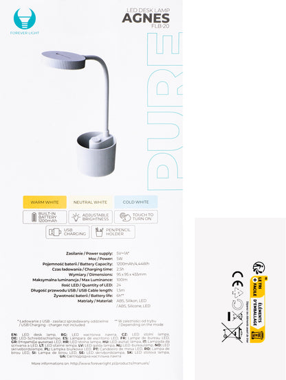 Forever FLB-20 Organiser Ledlamp, 5W, 3000K - 6000K