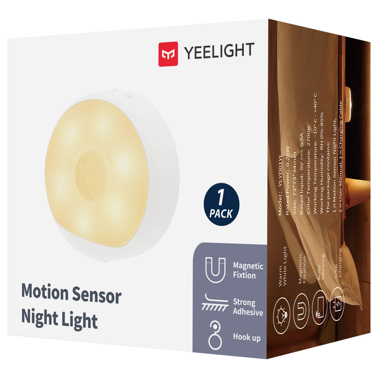 Veghe Yeelight Lamp, 0.25W, 2700W, Sensor, Wit YLYD01YLYL 