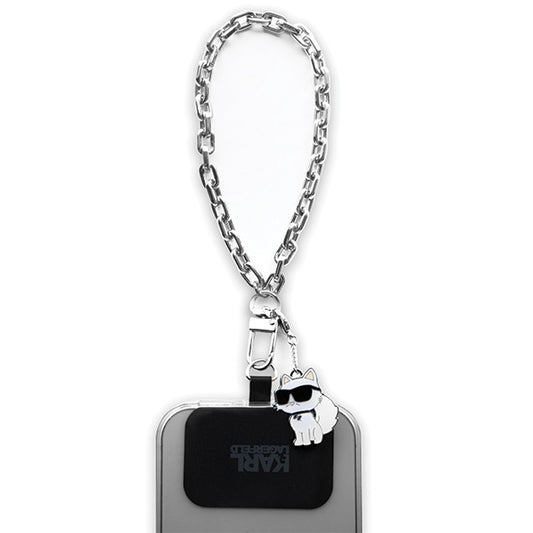 Telefoon Sleutelhanger Ketting Karl Lagerfeld Choupette, Zilver