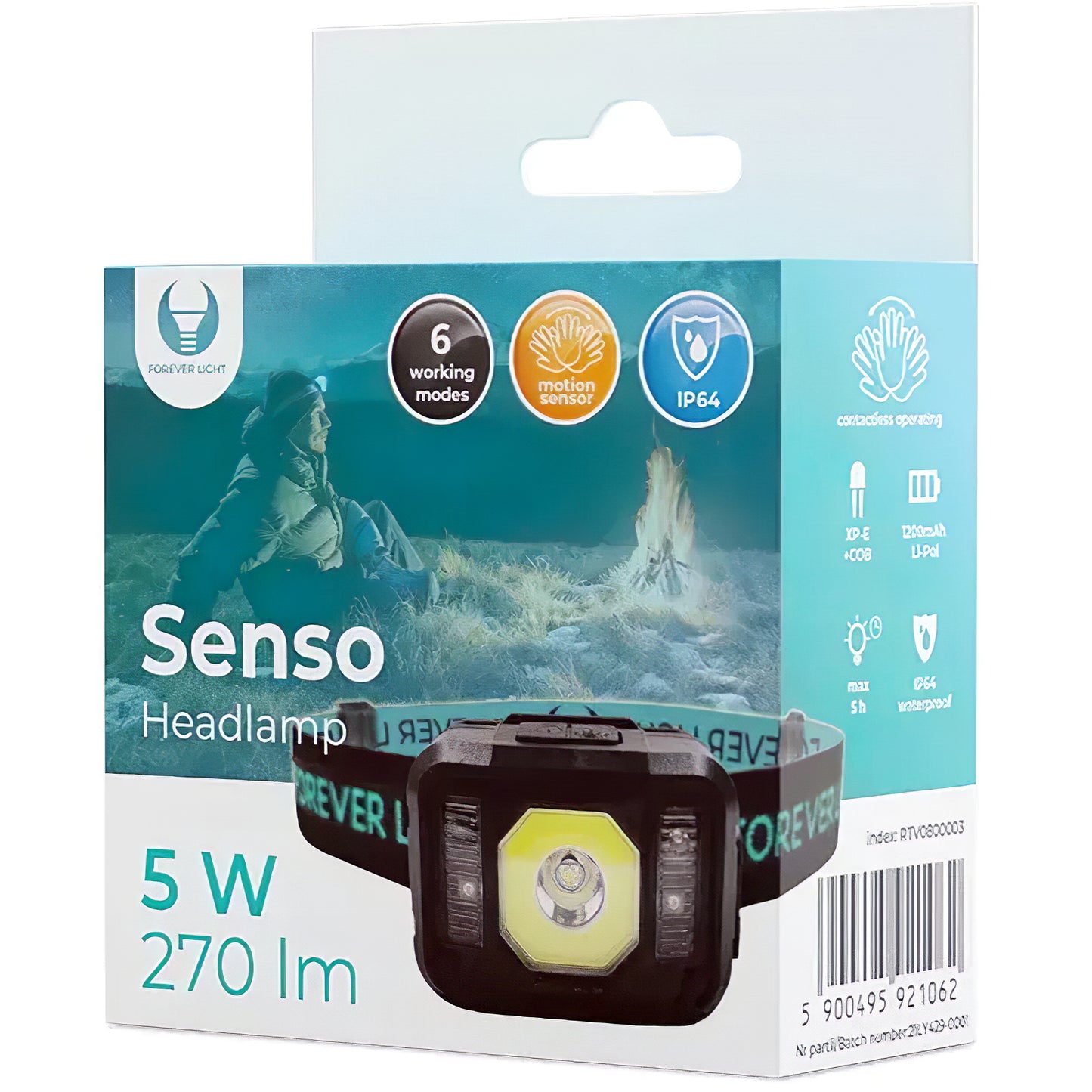 Forever Senso XP-E LED hoofdlamp, 270lm, 1200mAh 