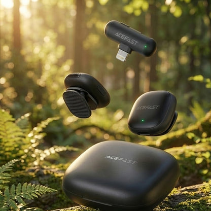 Lavaliermicrofoon Acefast R1, Lightning, Set van 2 stuks, Zwart