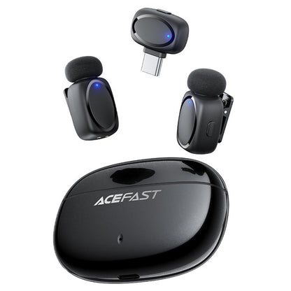 Lavalier Acefast R2, USB-C, Set 2 stuks, Zwart
