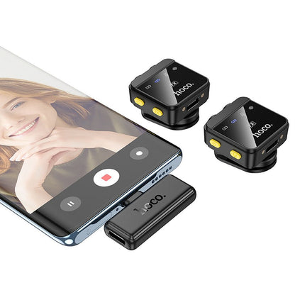 Lavaliermicrofoon HOCO L17, USB-C / Lightning, Set van 2 Stuks, Zwart