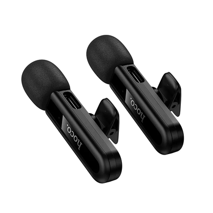 HOCO L20A dasspeldmicrofoon, USB-C / Lightning, Set van 2 stuks, Zwart