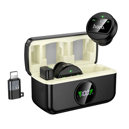 Lavaliermicrofoon HOCO L22, USB-C / Lightning, Set van 2 stuks, Zwart
