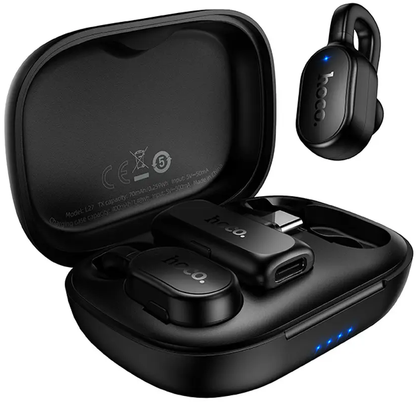 Lavaliermicrofoon HOCO L27, USB-C, Set van 2 stuks, Zwart