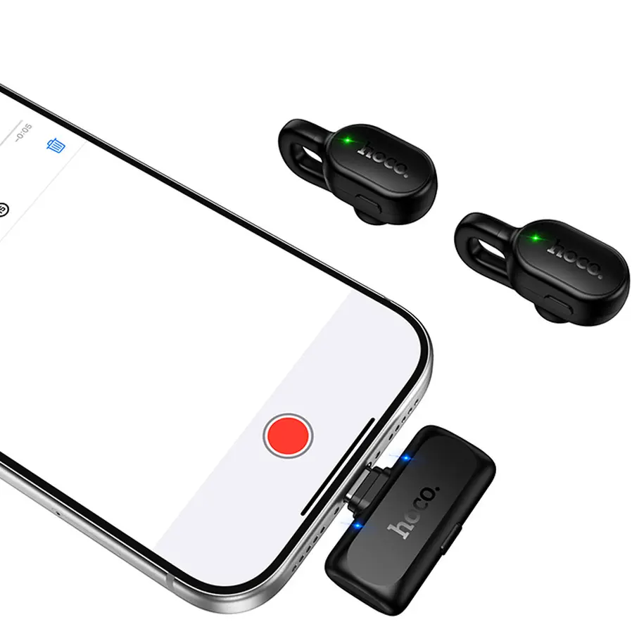 Lavaliermicrofoon HOCO L27, USB-C, Set van 2 stuks, Zwart