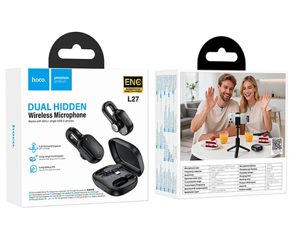 Lavaliermicrofoon HOCO L27, USB-C, Set van 2 stuks, Zwart