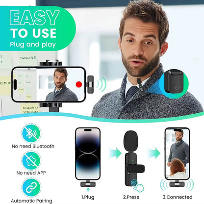 Techsuit LW2 Lavalier, USB-C, Set van 2 stuks, Zwart