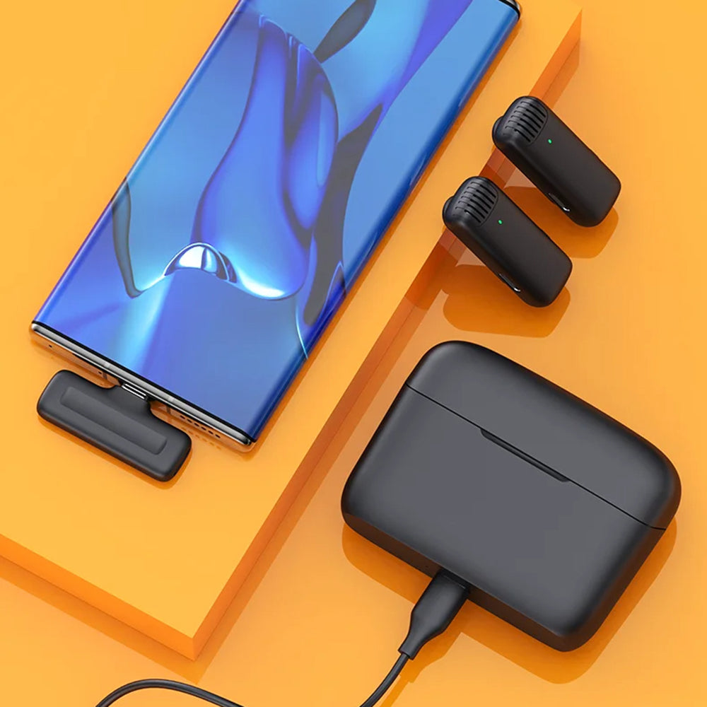 Techsuit LW4 Lavalier, USB-C, Set van 2 stuks, Zwart