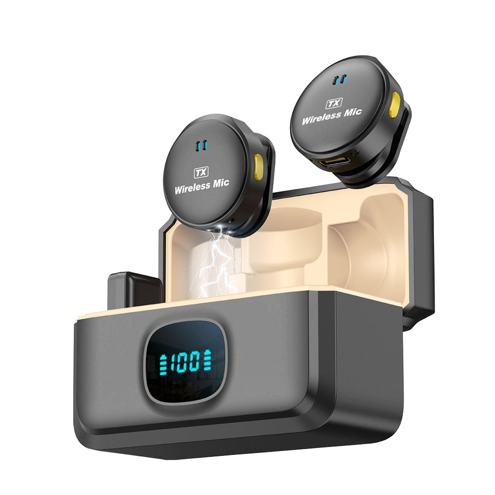 Lavalier Techsuit LW5, USB-C, Set 2 stuks, Zwart