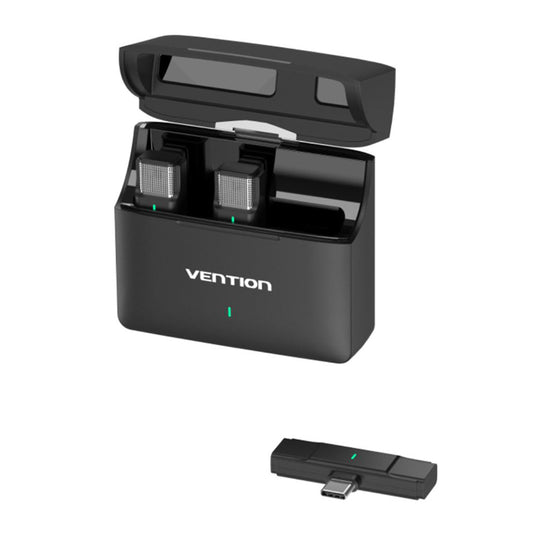 Vention Clip-On Lavalier, USB-C, Set van 2 stuks, Zwart