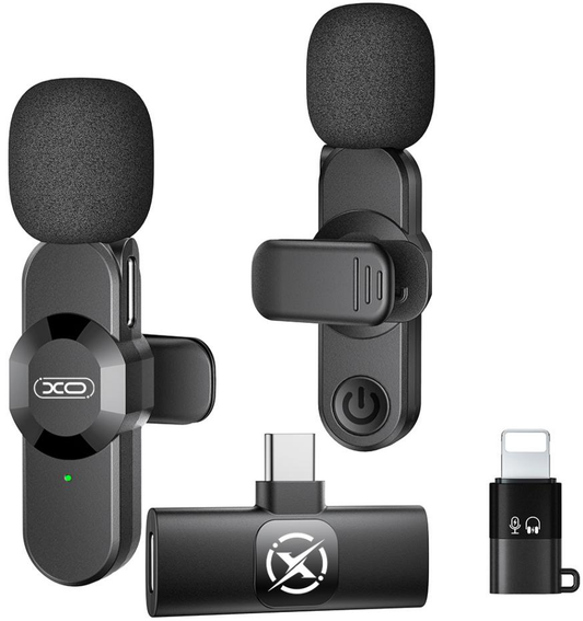 Lavalier XO Design MC14 Dual, USB-C / Lightning, Set van 2 stuks, Zwart