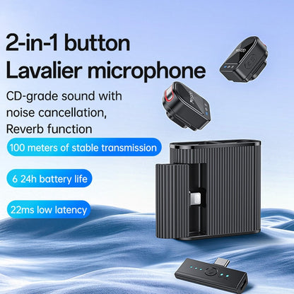 Lavaliermicrofoon Yesido KR19, USB-C / Lightning, Set van 2 stuks, Zwart