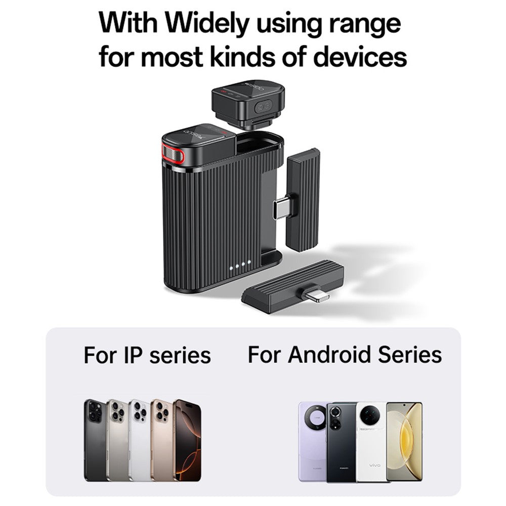 Lavaliermicrofoon Yesido KR19, USB-C / Lightning, Set van 2 stuks, Zwart