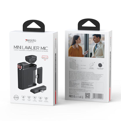 Lavaliermicrofoon Yesido KR19, USB-C / Lightning, Set van 2 stuks, Zwart