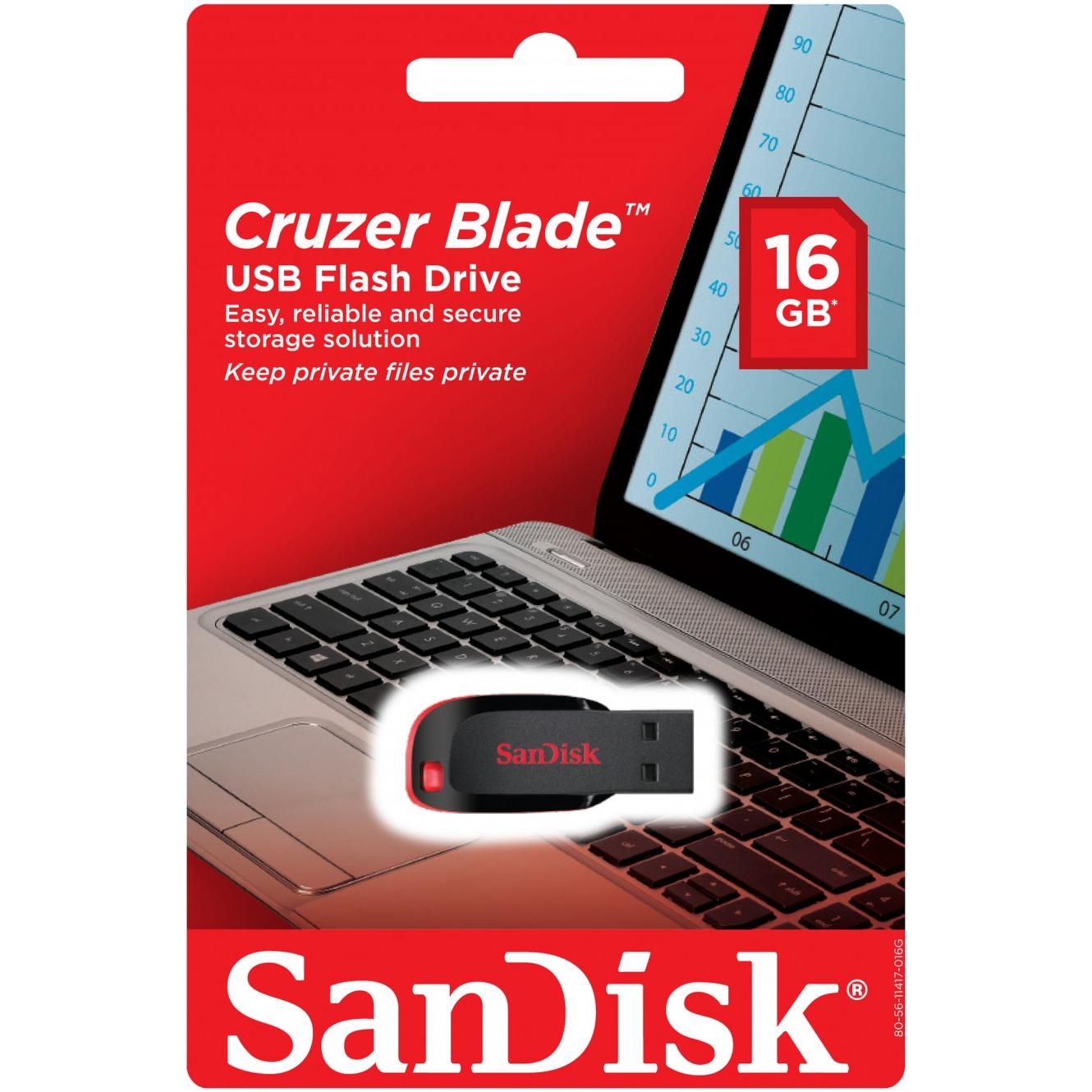 SanDisk Cruzer Blade USB-A extern geheugen, 16Gb SDCZ50-016G-B35