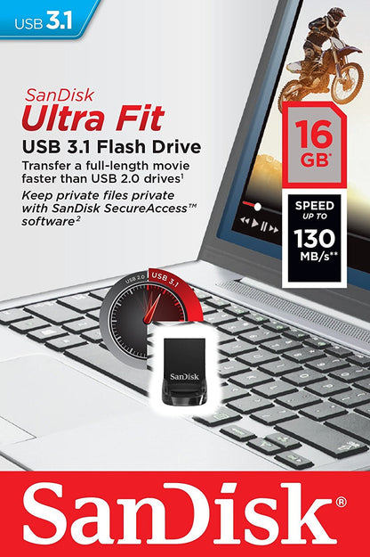 Externe USB-A 3.1 Geheugen SanDisk Ultra Fit, 16Gb SDCZ430-016G-G46