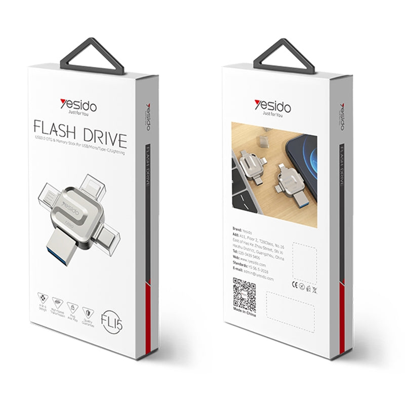 Externe Geheugen USB-A 3.0 / Lightning / USB-C / microUSB Yesido FL15, 64Gb