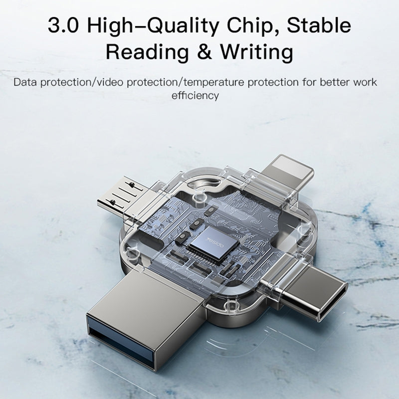 Externe Geheugen USB-A 3.0 / Lightning / USB-C / microUSB Yesido FL15, 64Gb