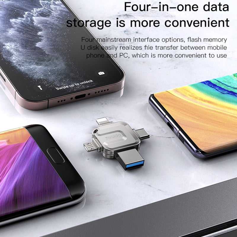 Externe Geheugen USB-A 3.0 / Lightning / USB-C / microUSB Yesido FL15, 64Gb