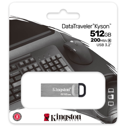Externe USB-A 3.2 Kingston DT Kyson Geheugen, 512Gb DTKN/512GB