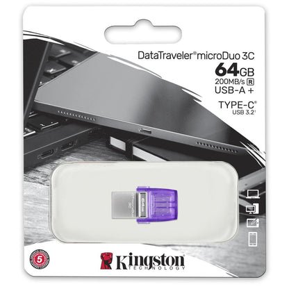 External Memory USB-A 3.2 / USB-C Kingston microDuo 3C, 64Gb DTDUO3CG3/64GB