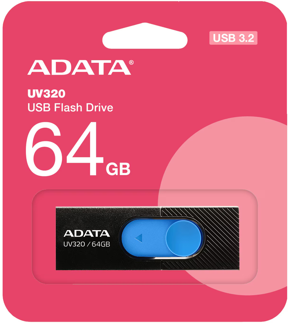 Externe USB-A 3.2 Geheugen Adata UV320, 64Gb AUV320-64G-RBKBL