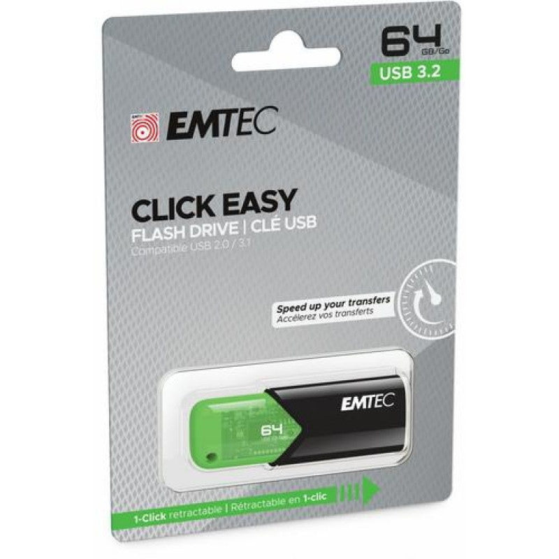 Externe USB-A 3.2 Emtec B110 Click Easy Geheugen, 64Gb ECMMD64GB113
