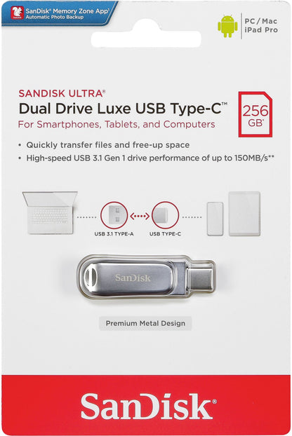 Externe geheugen USB-A 3.2 / USB-C SanDisk Ultra Luxe Dual Drive, 256Gb SDDDC4-256G-G46