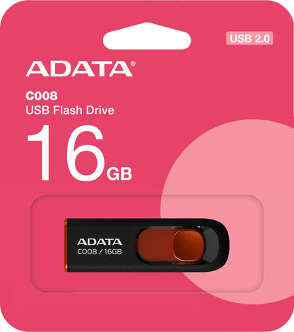 USB-A extern geheugen Adata C008, 16Gb AC008-16G-RKD 