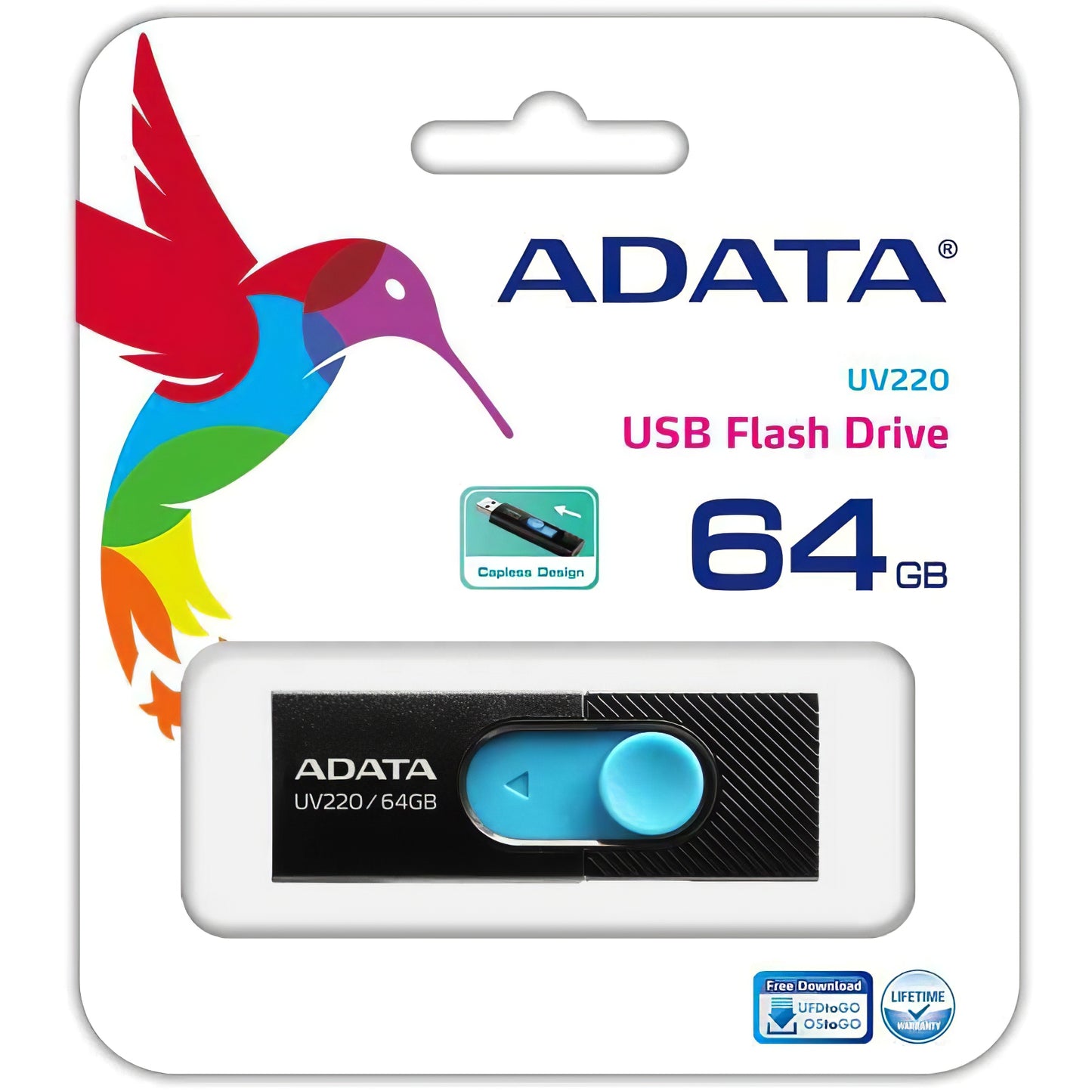 External memory USB-A Adata UV220, 64Gb AUV220-64G-RBKBL