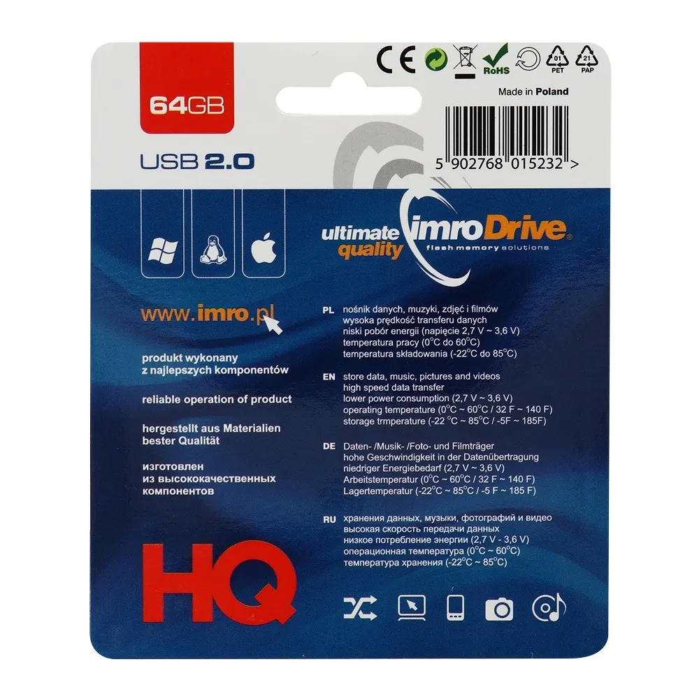 Externe USB-A Geheugen Imro, 64Gb