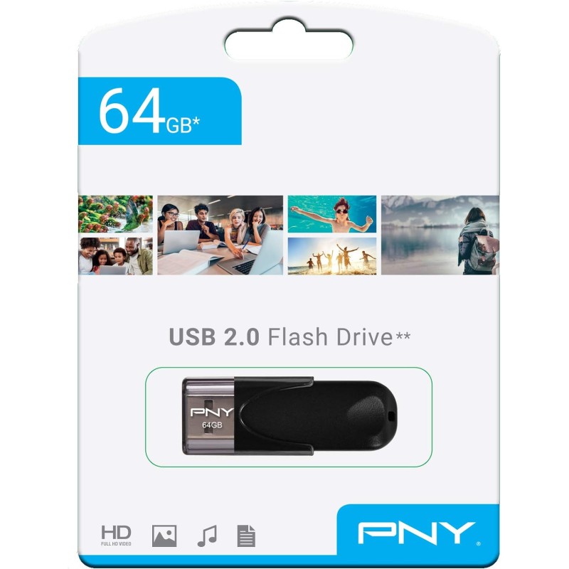 Externe USB-A Geheugen PNY Attache 4, 64Gb FD64GATT4-EF