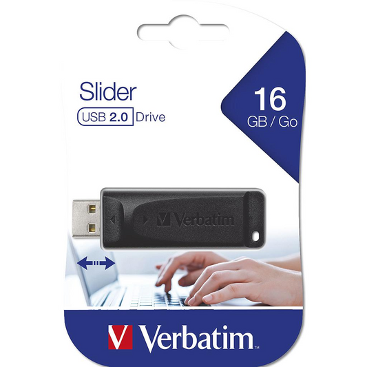 Externe USB-A Verbatim PenDrive Slider Geheugen, 16Gb