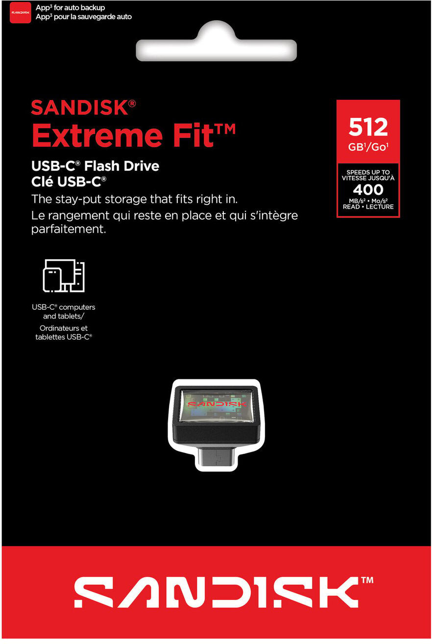 Externe USB-C Geheugen SanDisk Extreme Fit, 512Gb SDCZ530-512G-G46