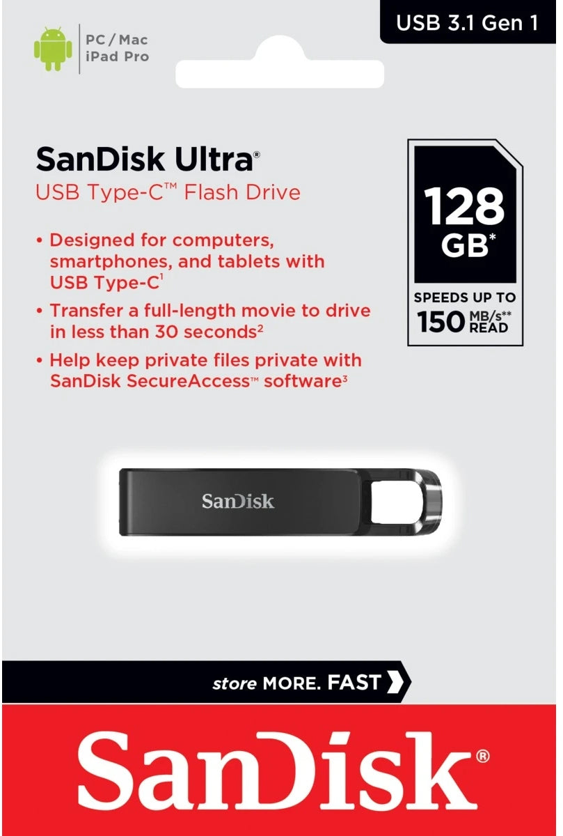 Externe USB-C Geheugen SanDisk Ultra, 128Gb SDCZ460-128G-G46