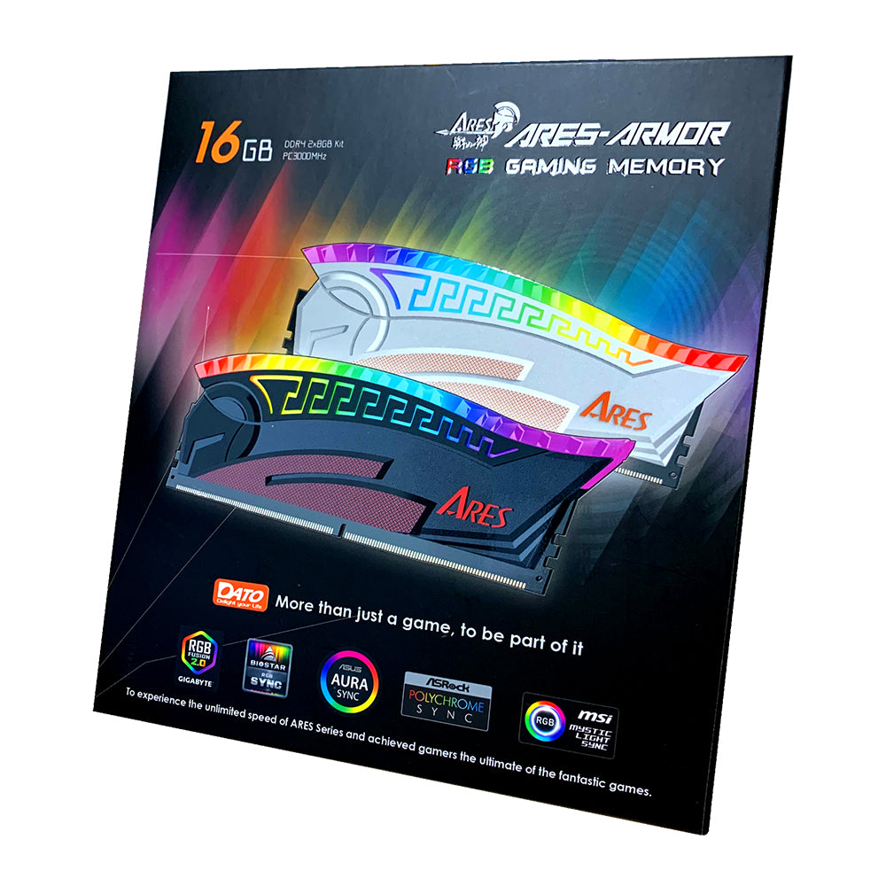 RAM-geheugen Dato Ares Armor, DDR4, RGB, 8GB, 3200Mhz, CL16, Zwart