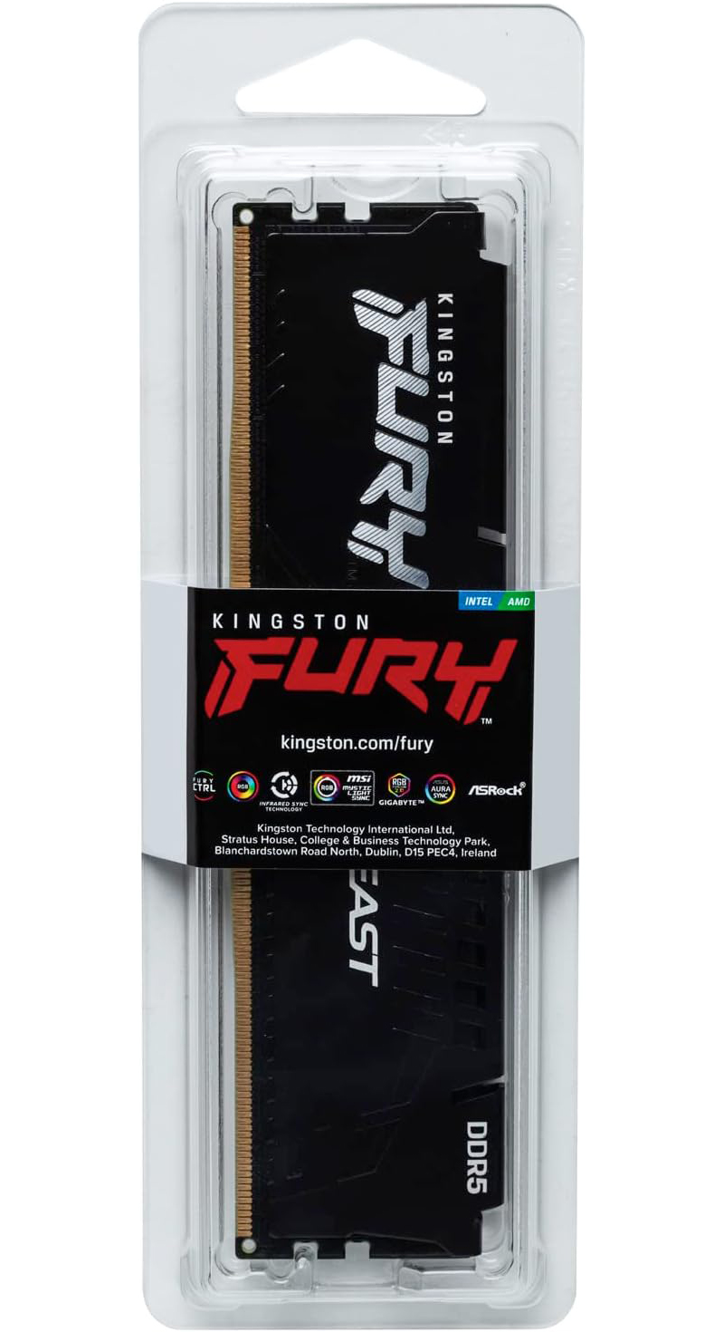 Kingston Fury Beast RAM-geheugen, DDR5, 8GB, 5600Mhz, Herverpakt KF556C40BB-8