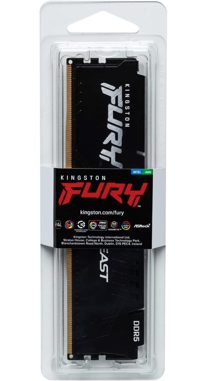 Kingston Fury Beast RAM-geheugen, DDR5, 8GB, 5600Mhz, Herverpakt KF556C40BB-8