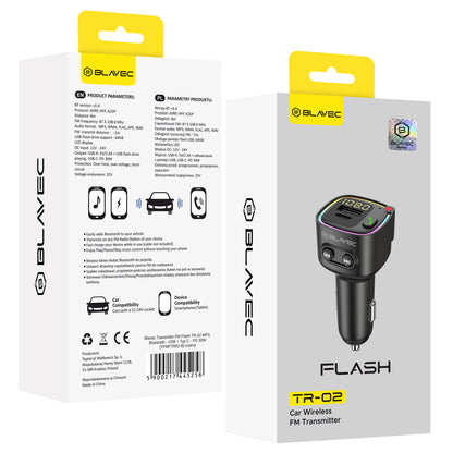 FM Bluetooth-modulator Blavec Flash TR-02, 1 x USB-A - 1 x USB-C