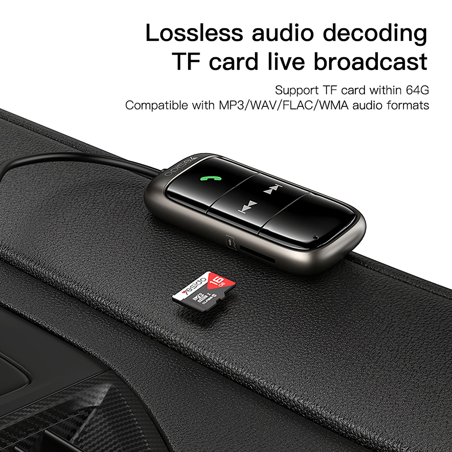 FM Bluetooth-modulator Yesido YAU32, 1 x 3.5mm - 1 x microSD
